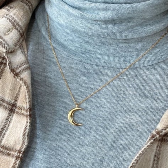 Moon Pendant Necklace | 14k Gold Plated - Picture 2 of 5